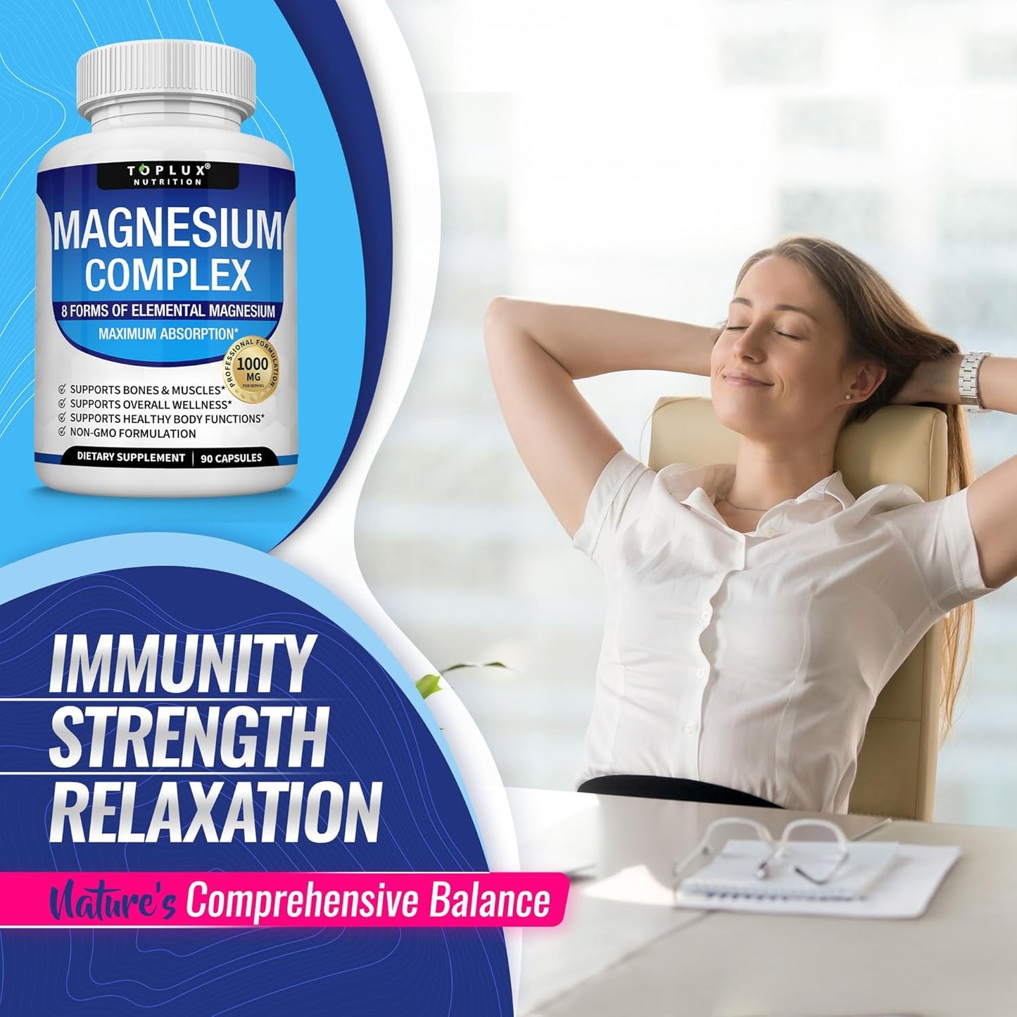 Magnesium Complex 1000MG/ 90 Cápsulas compuestas de glicinato