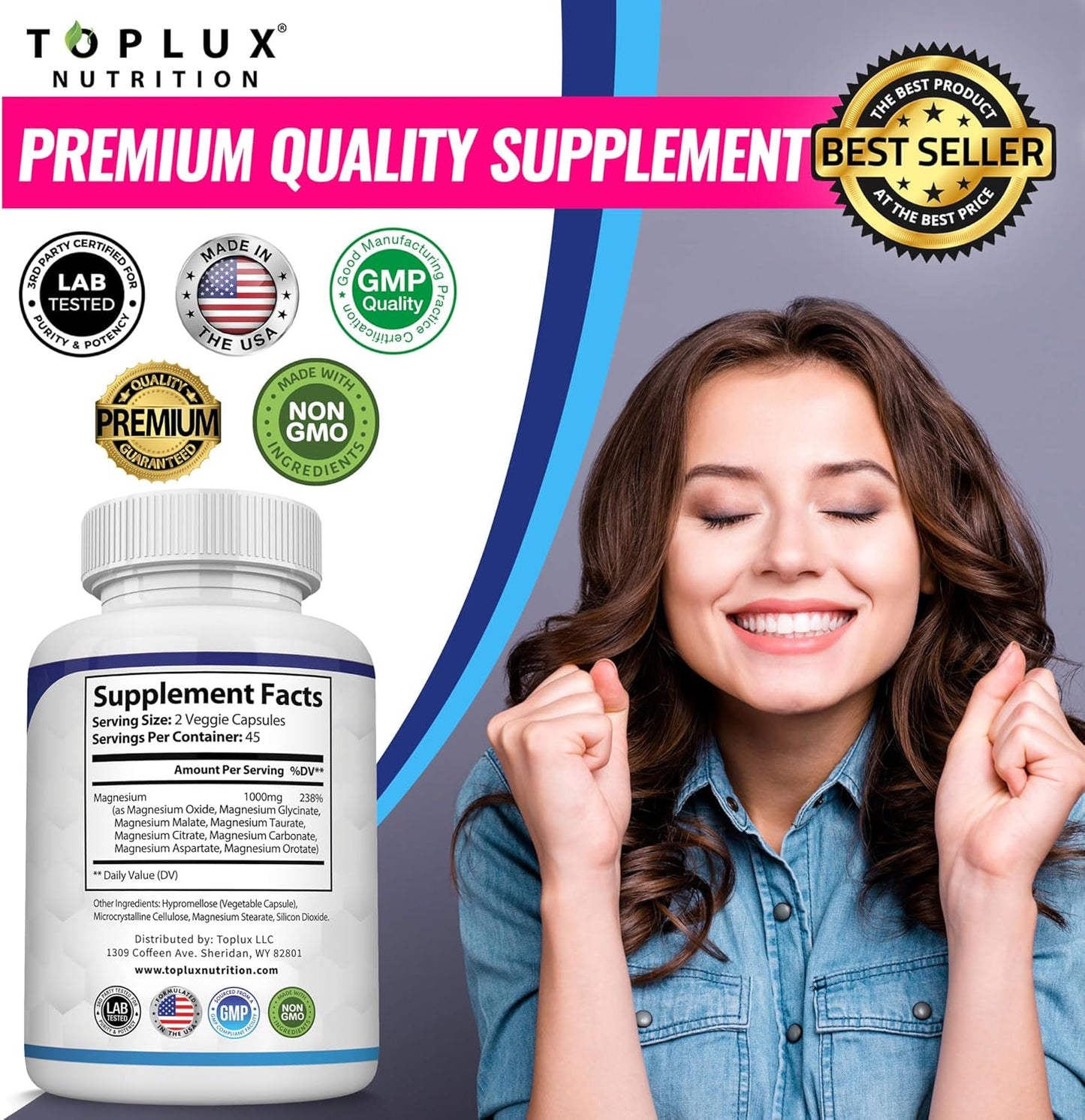 Magnesium Complex 1000MG/ 90 Cápsulas compuestas de glicinato