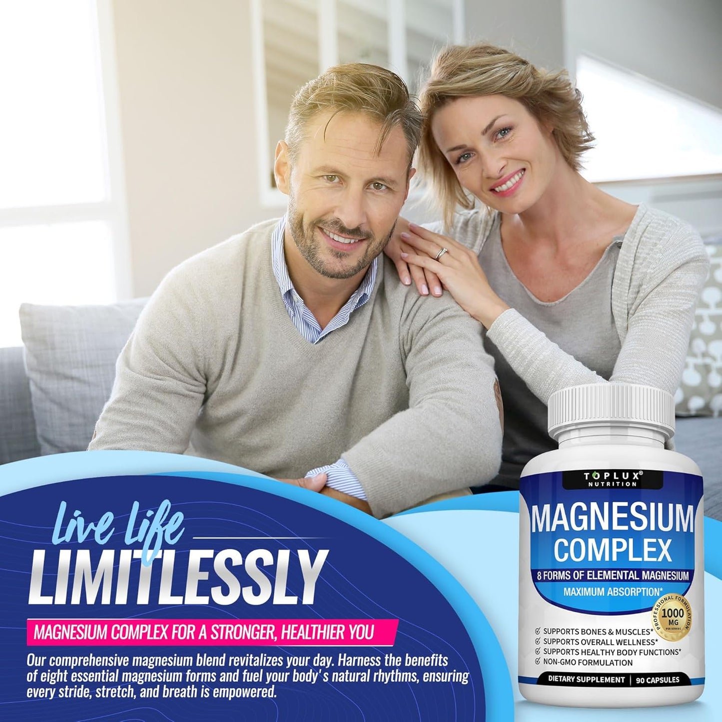 Magnesium Complex 1000MG/ 90 Cápsulas compuestas de glicinato